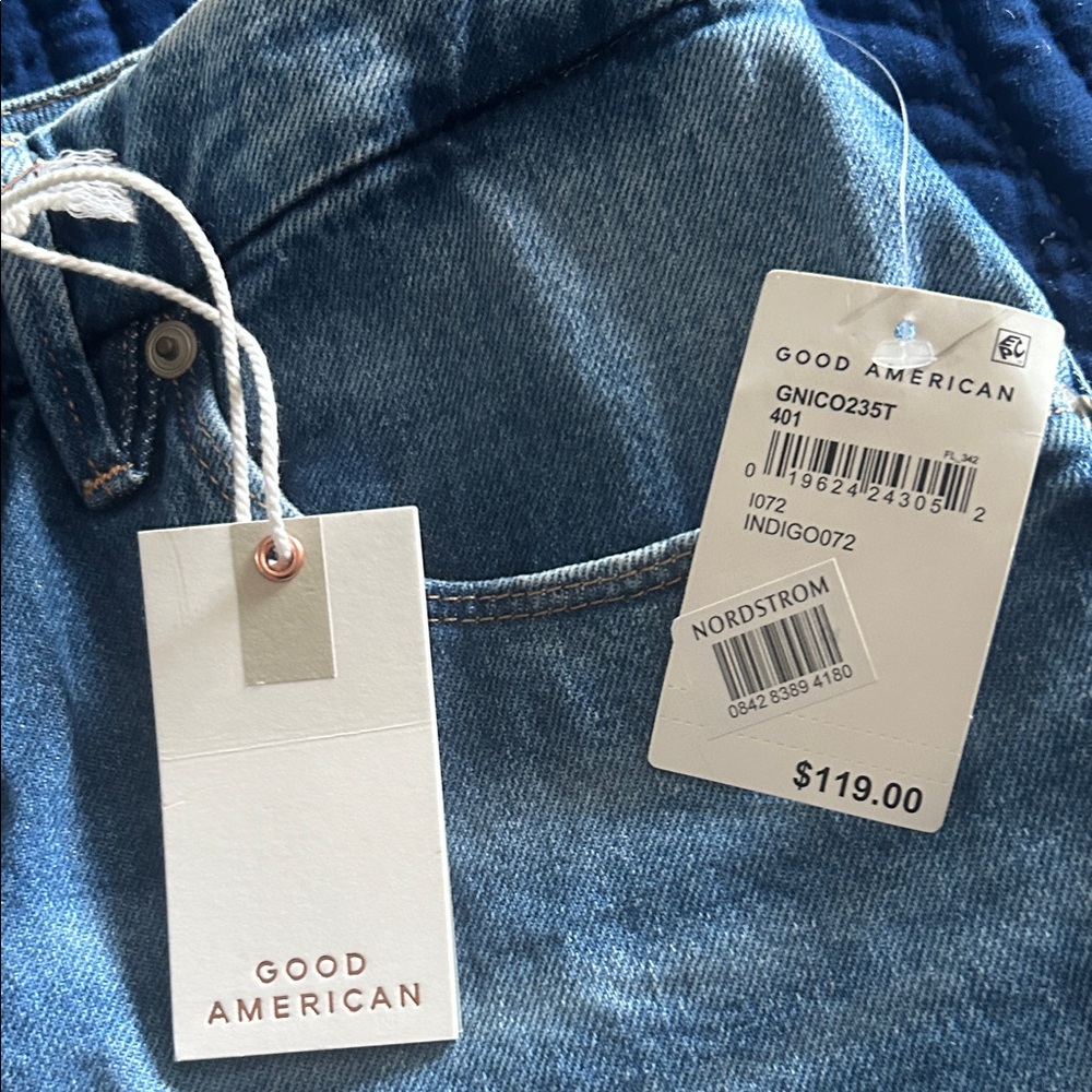 Good American Distressed Blue Jean Shorts - Picture 4 of 8
